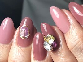 ワンカラー+3Dストーンアート