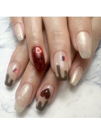 ハートホロのバレンタインネイル