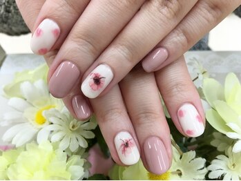 フラワー＆ドットタイダイ柄