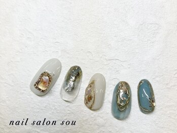 ソウ 西梅田店(Sou)/キラキラニュアンスミラーネイル