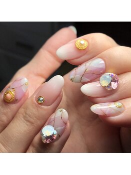 アイボリー(ivory)/大理石柄ネイル