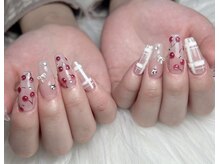 ブルー(Blue)/さくらんぼネイル/春ネイル