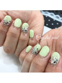 クリスタルネイル ゆめタウン博多店(CRYSTAL NAIL)/ライトグリーンワンカラーネイル