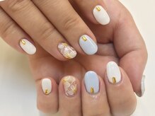 ネイルサロン ジュネイル(NAIL SALON JUNAIL)/ブルーホワイト×フラワーレース