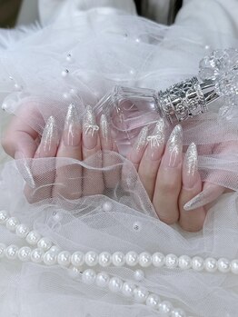 長さだし◇シルバーリボンネイル