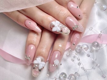 ピンク レースネイル