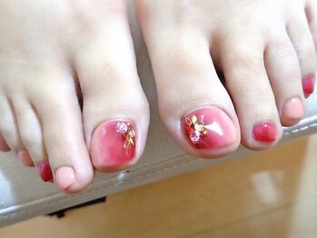 アミュリー ネイル アトリエ(Amury nail atelier)/グラデーション ストーン フット