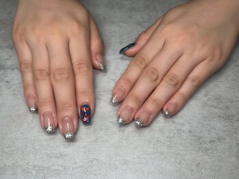 ラメフレンチ×ハートホロ