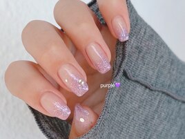 ちゅるちゅるパープルラメネイル