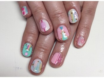 サニーサイドアップ ネイル(Sunny SideUp nail)/Pink art.parts nail
