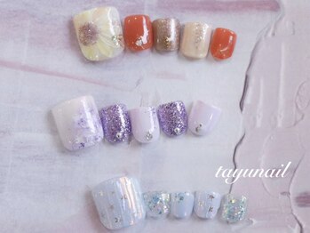 たゆ ネイル(たゆnail)の写真/足先まで贅沢に彩るフットネイル♪【パラジェル・ラグジュアリーコース¥9900】で、誰よりも輝く足元へ☆