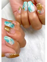 クリアー(clear)/ターコイズ＆ゴールドラメ