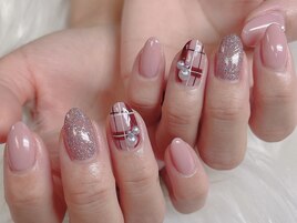 冬チェックネイル
