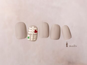 アイネイルズ 横浜EAST店(I-nails)/マットグレー骨ネイル