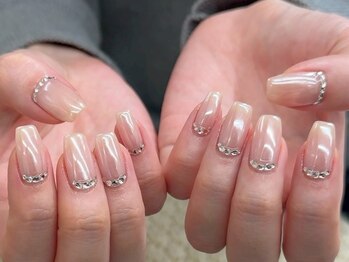 and w/Laque mini/*ビジューラインネイル*