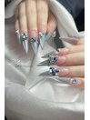 ブルービジュー×氷ネイル
