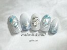 ホワイト水色シェルネイル