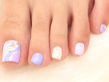 クリスタルネイル ゆめタウン久留米店/プッチ風ライン*フットジェル