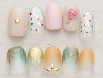 ノーネイル 町田(NO NAIL MACHIDA)の写真/限定デザインをお手頃価格で★【写真】新作8/1~夏満喫!アイスホロ×ボタニカルモチーフネイル¥4990♪町田駅