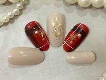 アペル(apare)/ワンカラー×チェックネイル