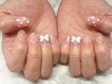 エスディーネイルズ(sd nails)/人気のハートホロのリボンネイル