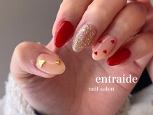 アントレッド(entraide)/バレンタインネイル2025