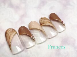 斜めフレンチ秋色ネイル