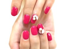 ネイルサロン ジュネイル(NAIL SALON JUNAIL)/ピンクレッド×立体ストーン