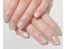 カラン 焼津店(CALIN)/グリーンマーブルネイル
