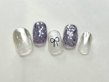ネイルメゾン 天神店(NAIL MAISON)/リボンラメミラーグラデ ¥7000