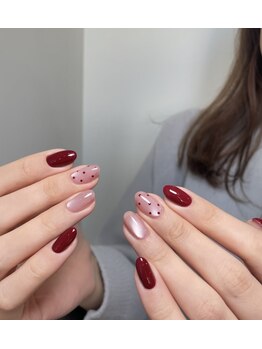 エイチサロン(H salon)/ボルドードットネイル