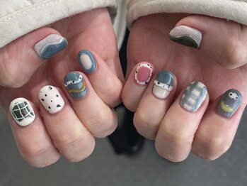 クレモアネイル 池袋西口店(CLEMORE NAIL)/うねうねぷっくりダルメシアン