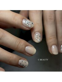 ワンカラー/ビジューネイル