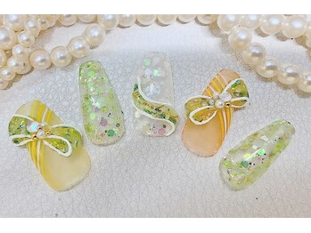 夏色　リボンネイル