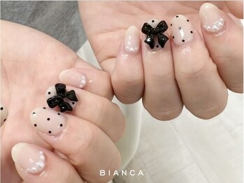 ドット×リボンネイル