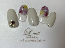 エルネイルアンドブラン 橋本店(Lnail×Blanc)/ワンカラー×フラワーフレンチ