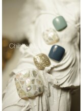 チヒロネイル/モザイクタイル柄フットネイル