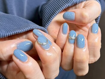 ルナ(LuNa)/くすみブルー/ミラー/立体リング