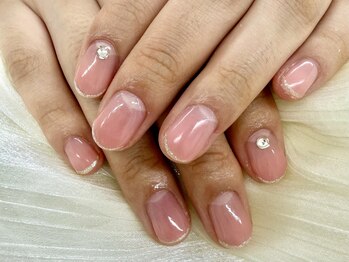 ディーネイル 四条烏丸(D-nail)/【春井】グラデ×ラメライン