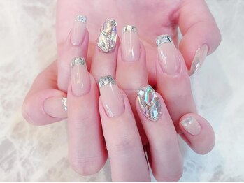 デコール 心斎橋(DECOR)/ガラスフレンチ埋め尽くしネイル