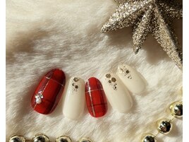 チェック×ボルドー