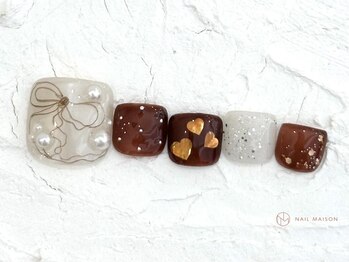 ネイルメゾン 池袋店(NAIL MAISON)/手描きリボン¥9000