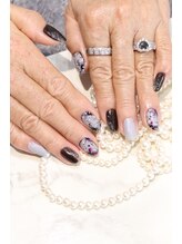 キダチ(Kidati)/ブルーネイビーフラワーネイル