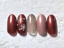 雪の結晶×ボルドーネイル