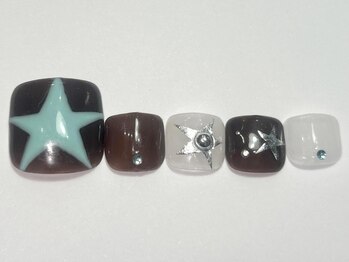 ネイルメゾン 渋谷店(NAIL MAISON)/チョコミントブラウン星¥8500