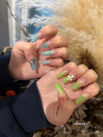 ラメグラデーション×スカルプ