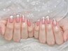 ★チップ長さだし★マグネットフレンチ+10個ストーンor2個大きいパーツ¥8980