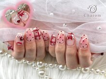 チャロム(Charom)/赤チェック×推しネイル