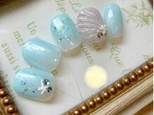 パフィーネイルの雰囲気（夏/上品/マーメイド/シェルネイル/トレンド/ウォーターケア）