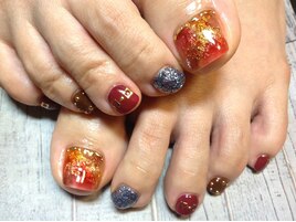 タイダイ柄フットネイル